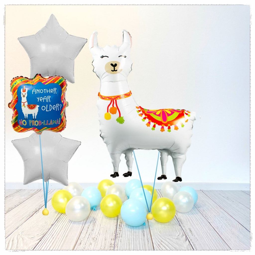 Lama Birthday Ballon Bouquet (mit Helium gefüllt) - Animal Bouquet