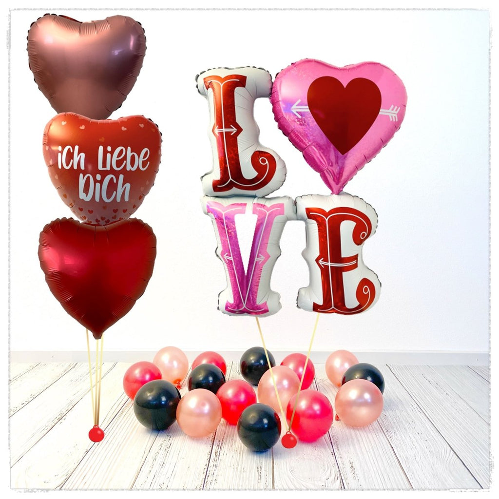 Love - Ich liebe Dich Ballon Bouquet (mit Helium gefüllt) - Liebe Bouquet