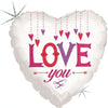 Ballon coeur Love You (rempli d'hélium) 