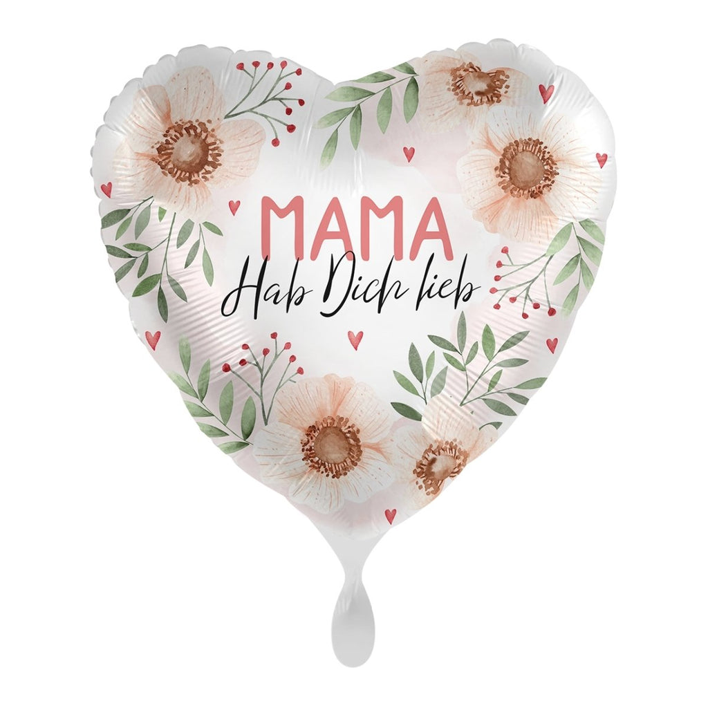 Mama hab Dich lieb Ballon (mit Helium gefüllt) - Herz Ballon helium