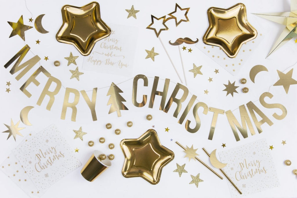 Merry Christmas Banner Girlande gold - Girlanden Banner