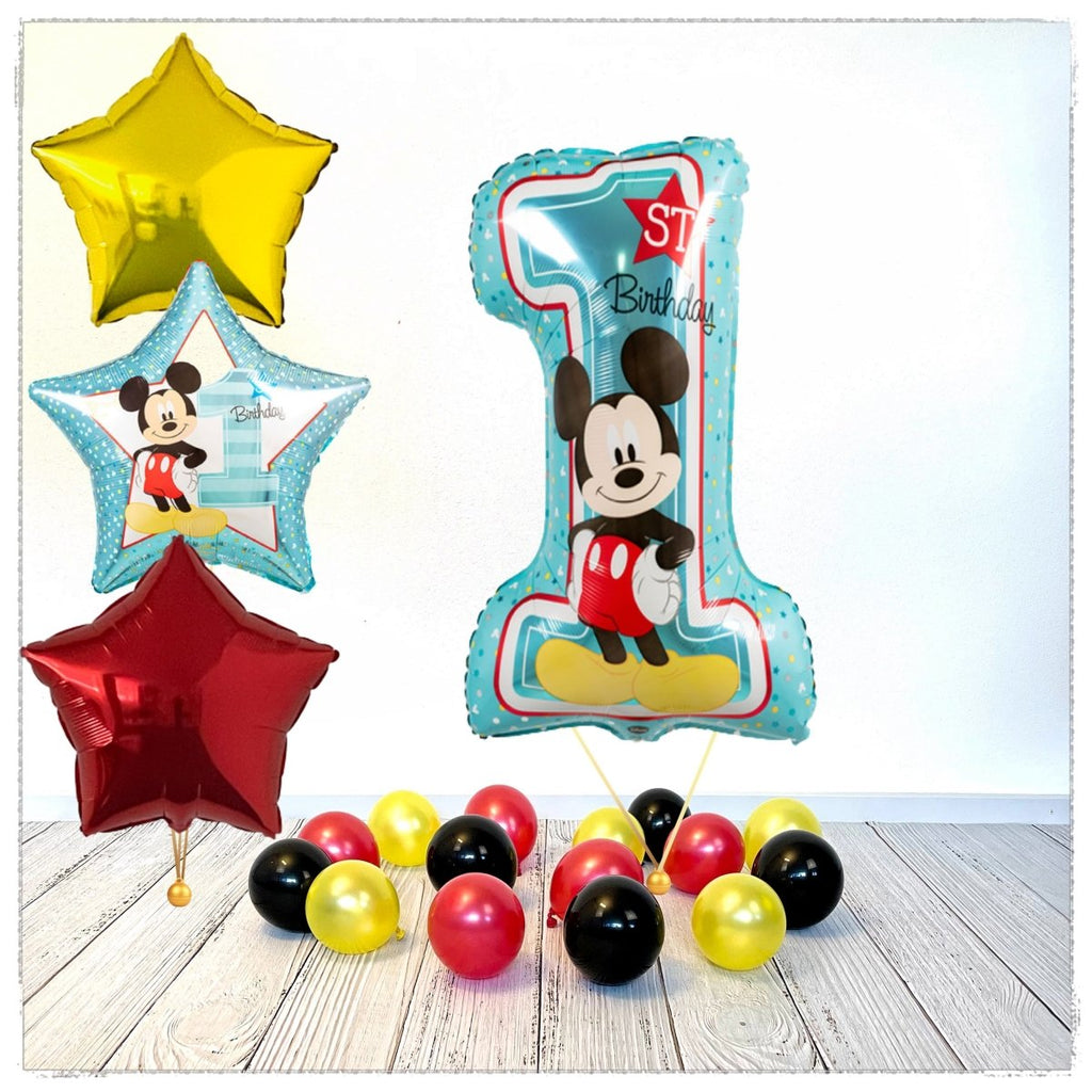 Mickey Mouse 1. Geburtstag Ballon Bouquet (mit Helium gefüllt) - Liscenced Bouquet