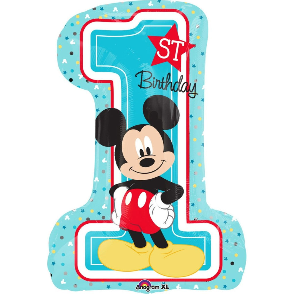 Mickey Mouse 1 Geburtstag Ballon (mit Helium gefüllt) - Supershape helium