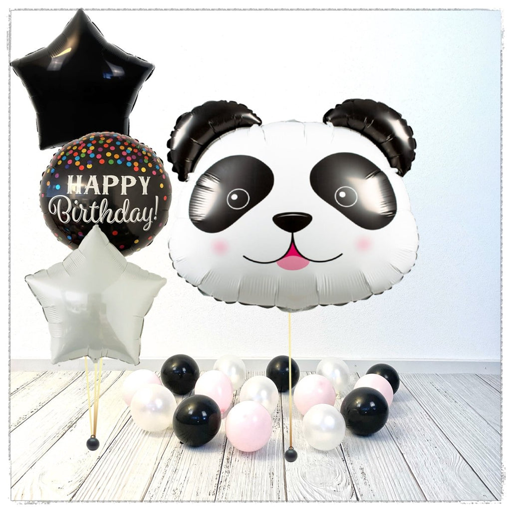 Panda Happy Birthday Ballon Bouquet (mit Helium gefüllt) - Animal Bouquet