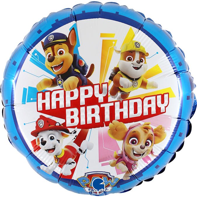 Paw Patrol Happy Birthday Ballon (mit Helium gefüllt) - LIscenced klein