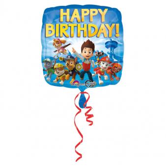 Paw Patrol Happy Birthday Ballon (mit Helium gefüllt) - LIscenced klein