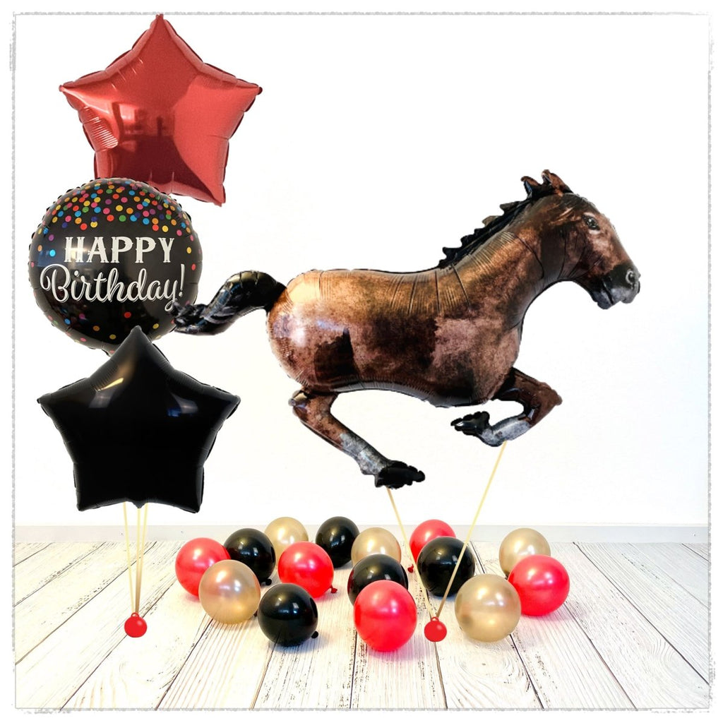 Pferde Happy Birthday Ballon Bouquet (mit Helium gefüllt) - Animal Bouquet