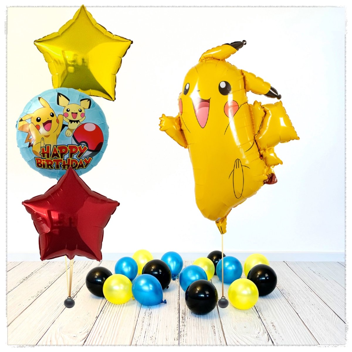 Bouquet de ballons Pokemon Pikachu Happy Birthday (rempli d'hélium