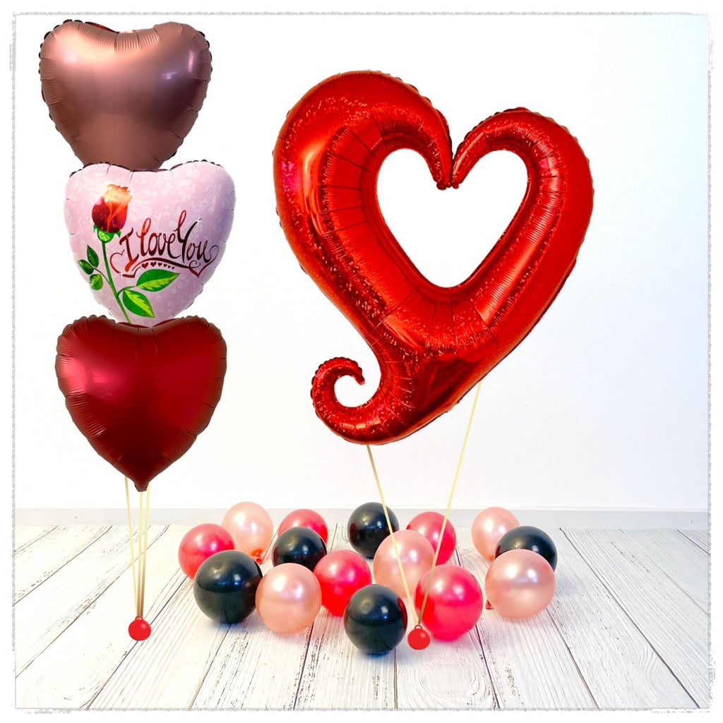 Riesenherz - I Love You Ballon Bouquet (mit Helium gefüllt) - Liebe Bouquet