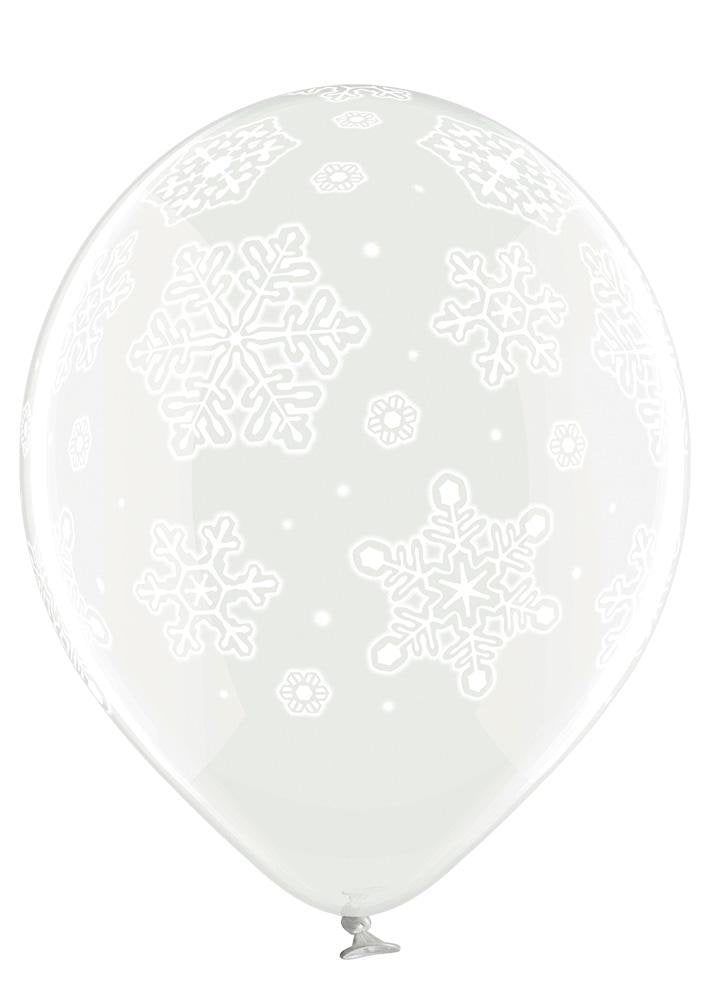 Schneeflocken transparent Ballon - Latex bedruckt