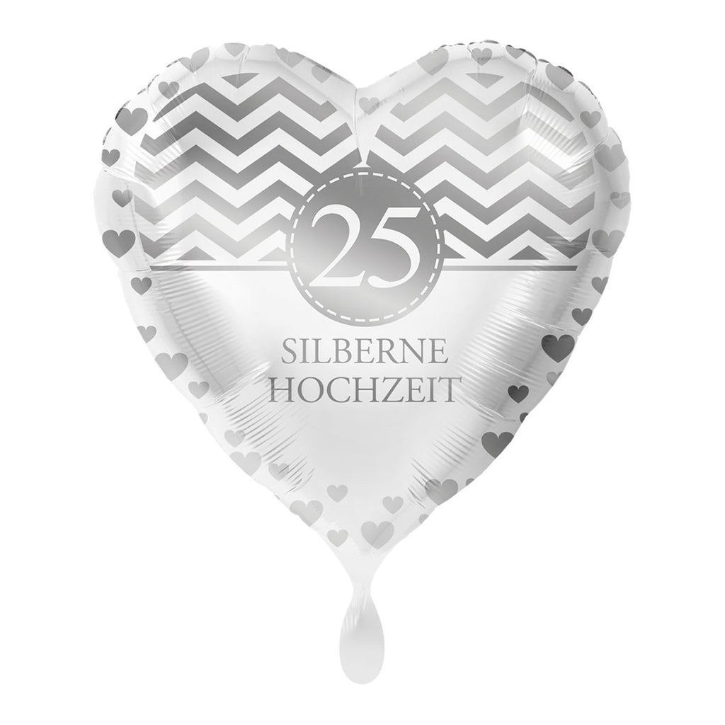 Silberne Hochzeit 25 Jahre Ballon (mit Helium gefüllt) - Herz Ballon helium