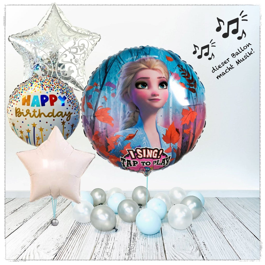 Singender Eiskönigin Happy Birthday Ballon Bouquet (mit Helium gefüllt) - Sing a Tune Bouquet
