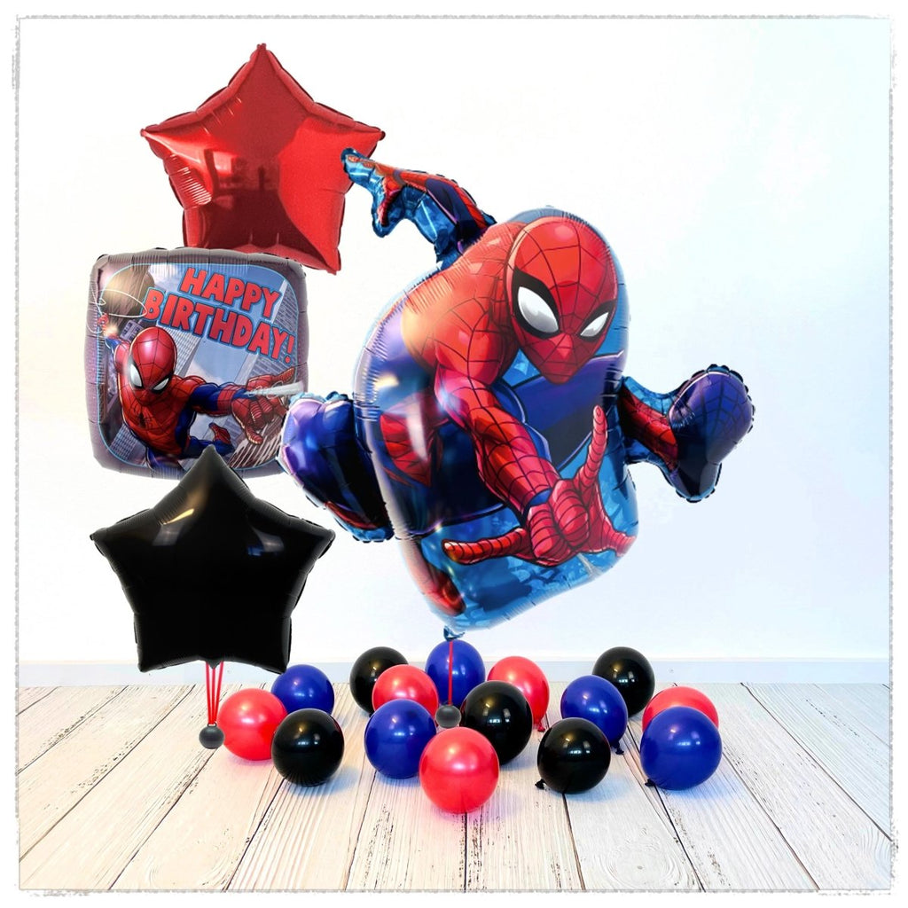 Spider Man Happy Birthday Ballon Bouquet (mit Helium gefüllt) - Liscenced Bouquet