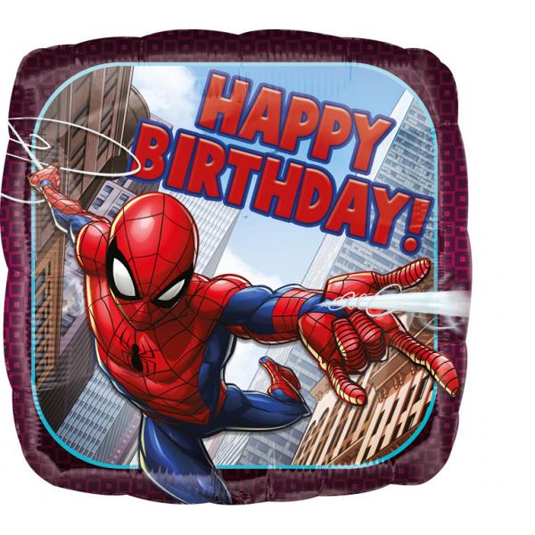 Spider Man Happy Birthday Ballon (mit Helium gefüllt) - LIscenced klein