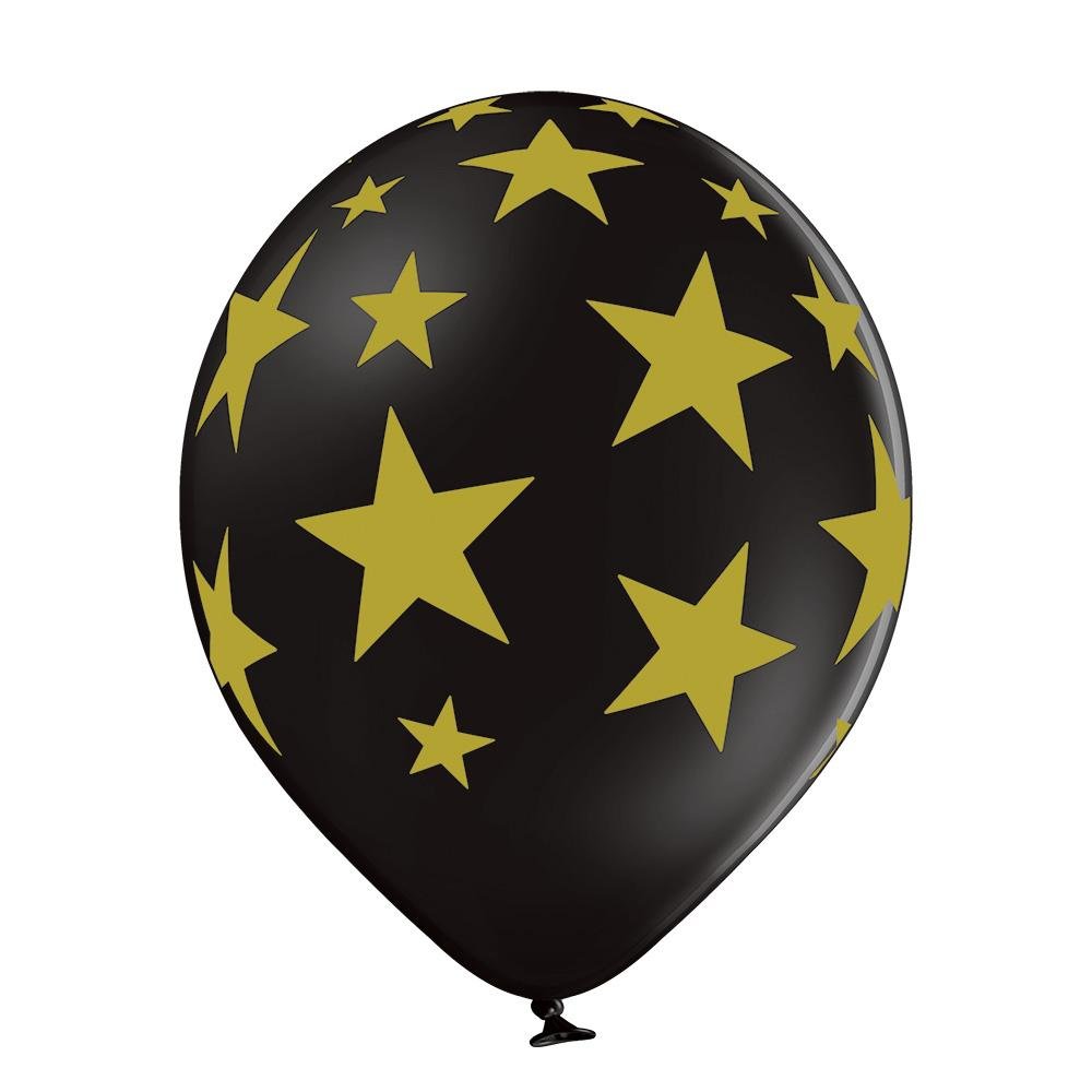 Sterne gold / schwarz Ballon - Latex bedruckt