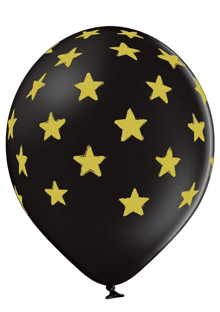Sterne gold / schwarz / weiss Ballon - Latex bedruckt