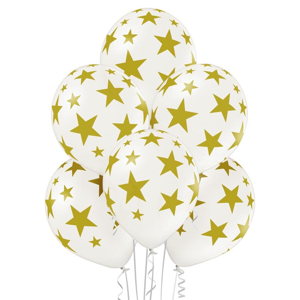 Sterne gold / weiss Ballon - Latex bedruckt