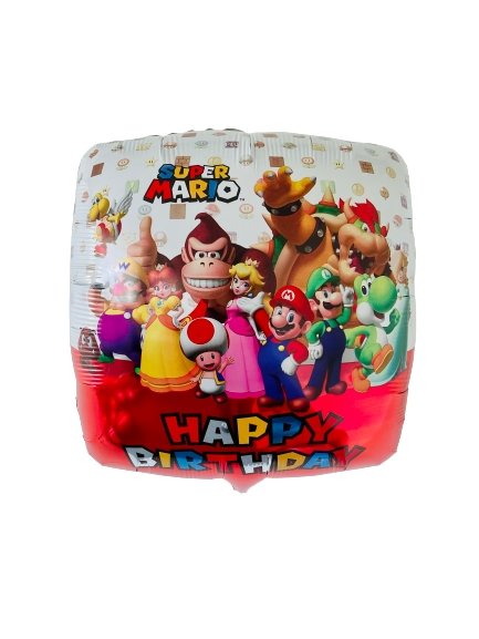 Super Mario Happy Birthday Ballon (mit Helium gefüllt) - LIscenced klein