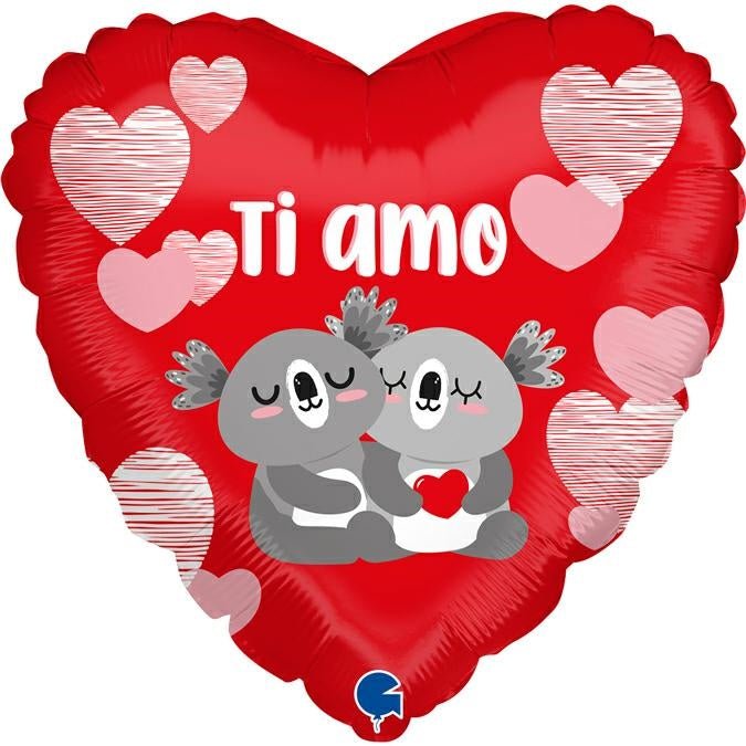 Ti Amo Koala Ballon (mit Helium gefüllt) - Happy Birthday Helium rund