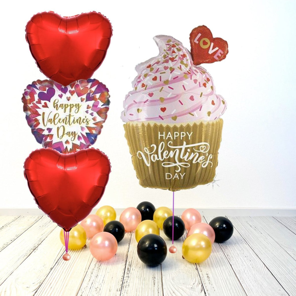 Valentine Day Cupcake Ballon Bouquet (mit Helium gefüllt) - Liebe Bouquet