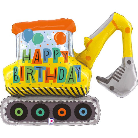 XXL Bagger Happy Birthday Ballon (mit Helium gefüllt)