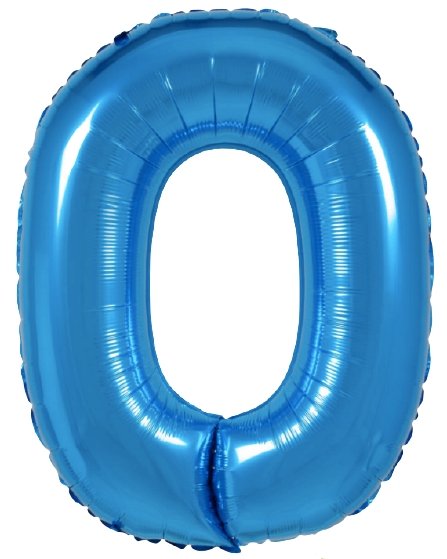 XL Blau Zahlen 0 Ballon (mit Helium gefüllt) - Zahlen Ballon blau Helium