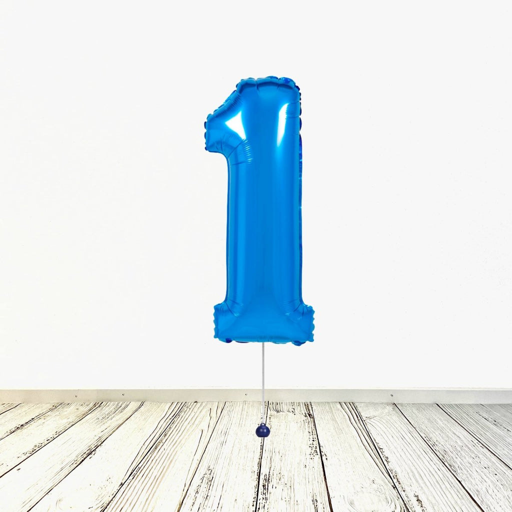 XL Blau Zahlen 1 Ballon (mit Helium gefüllt) - Zahlen Ballon blau Helium