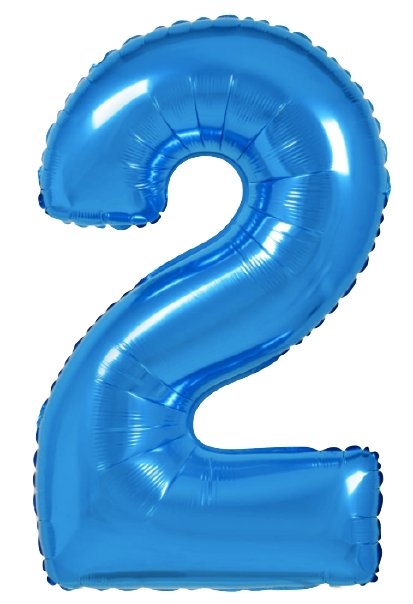 XL Blau Zahlen 2 Ballon (mit Helium gefüllt) - Zahlen Ballon blau Helium