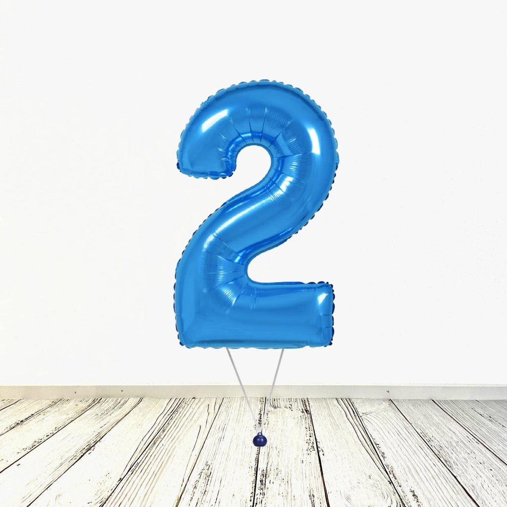 XL Blau Zahlen 2 Ballon (mit Helium gefüllt) - Zahlen Ballon blau Helium