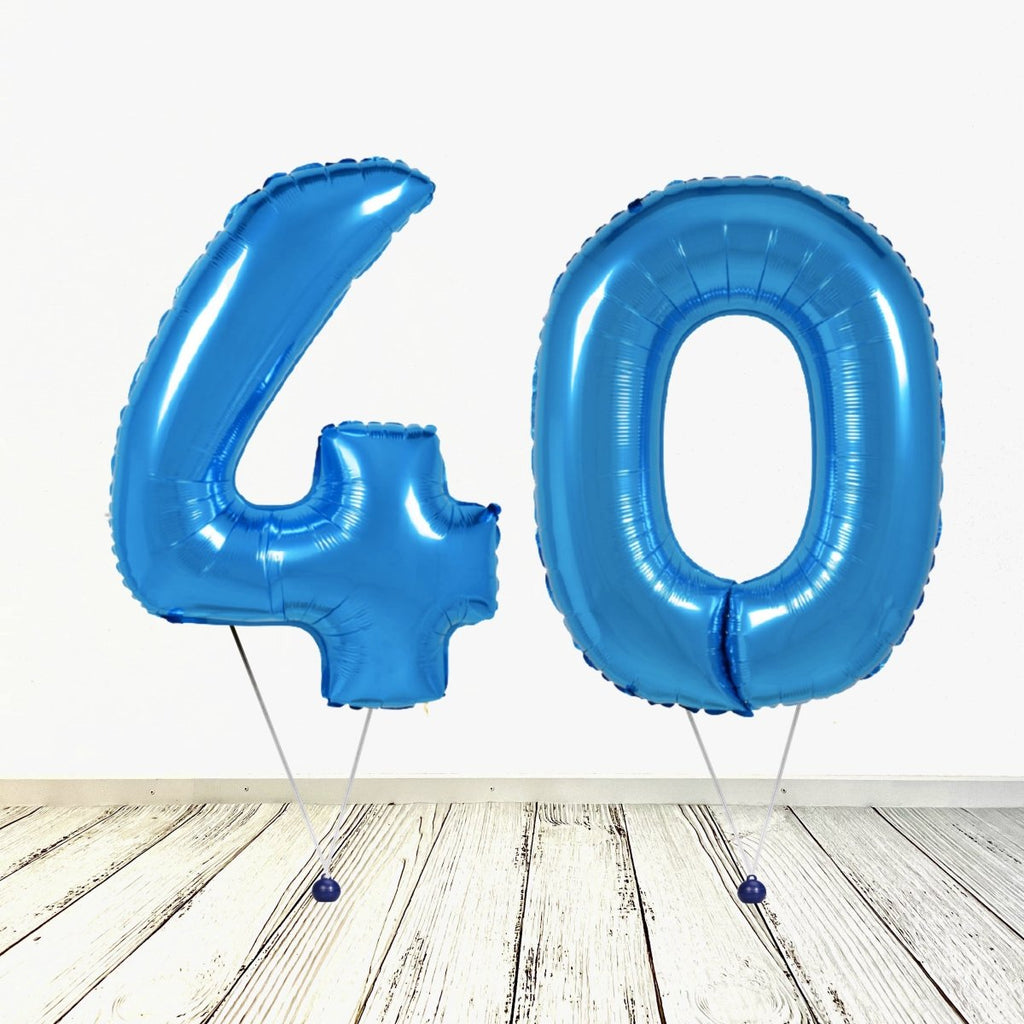 XL Blau Zahlen 40 Ballon (mit Helium gefüllt) - Zahlen Ballon blau Helium