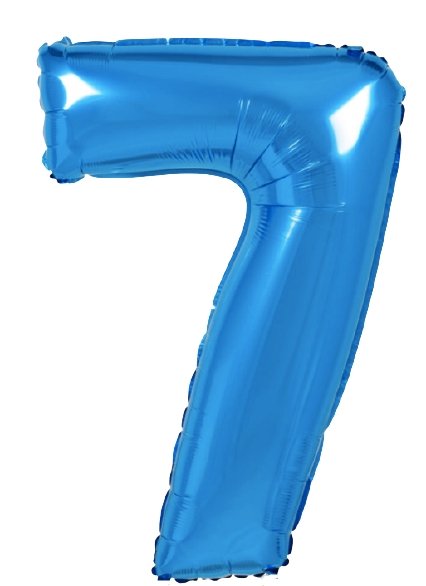 XL Blau Zahlen 7 Ballon (mit Helium gefüllt) - Zahlen Ballon blau Helium