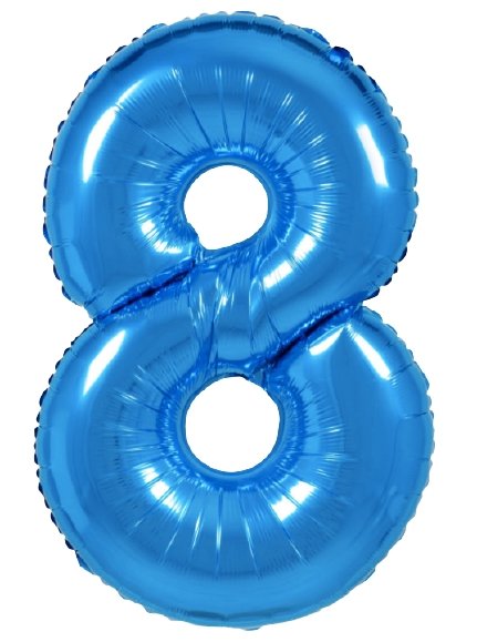 XL Blau Zahlen 8 Ballon (mit Helium gefüllt) - Zahlen Ballon blau Helium
