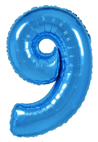 XL blau Zahlen 9 Ballon (mit Helium gefüllt) - Zahlen Ballon blau Helium