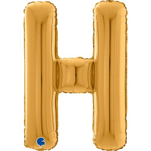 XL Buchstaben Ballon Gold H (mit Helium) - Buchstaben Ballon gold