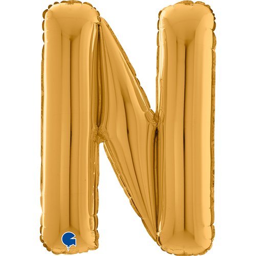 XL Buchstaben Ballon Gold N (mit Helium) - Buchstaben Ballon gold