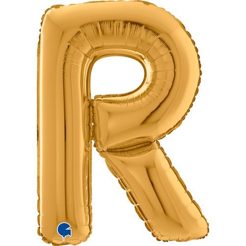 XL Buchstaben Ballon Gold R (mit Helium) - Buchstaben Ballon gold
