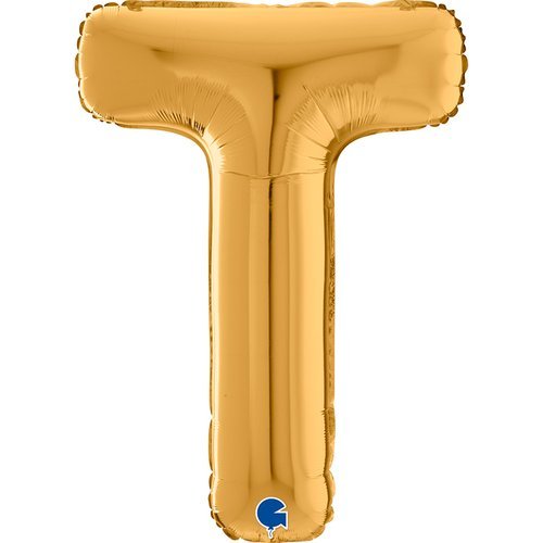 XL Buchstaben Ballon Gold T (mit Helium) - Buchstaben Ballon gold