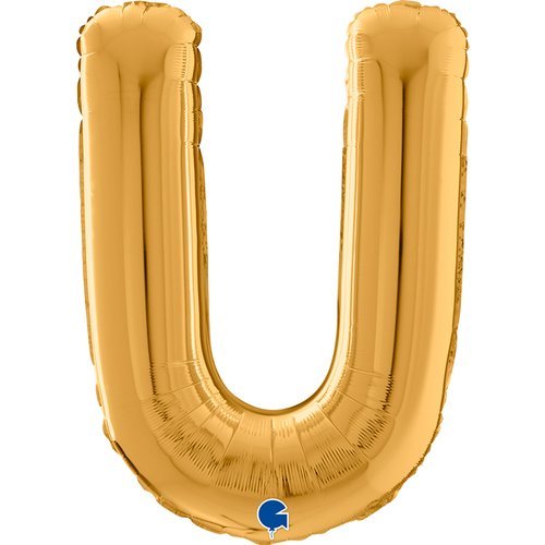 XL Buchstaben Ballon Gold U (mit Helium) - Buchstaben Ballon gold