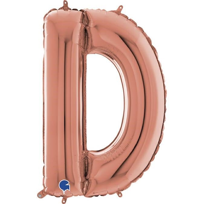 XL Buchstaben Ballon rosegold D (ohne Helium) - Buchstaben Ballon rosegold klein