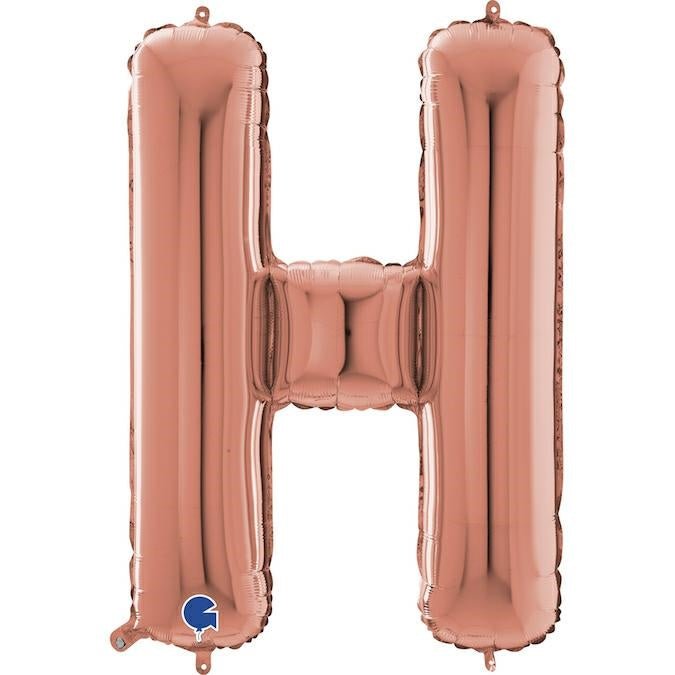 XL Buchstaben Ballon rosegold H (ohne Helium) - Buchstaben Ballon rosegold klein
