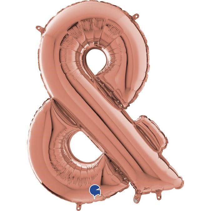 XL Buchstaben Ballon rosegold & (mit Helium) - Buchstaben Ballon rosegold klein