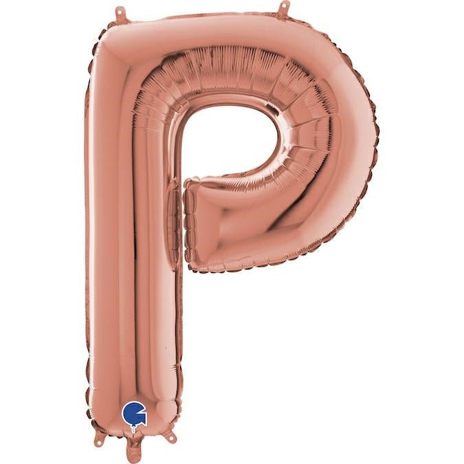 XL Buchstaben Ballon rosegold P (ohne Helium) - Buchstaben Ballon rosegold klein