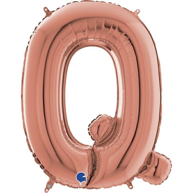 XL Buchstaben Ballon rosegold Q (ohne Helium) - Buchstaben Ballon rosegold klein