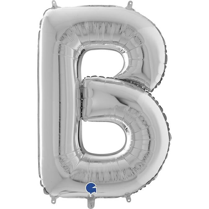 XL Buchstaben Ballon silber B (mit Helium) - Buchstaben Ballon silber