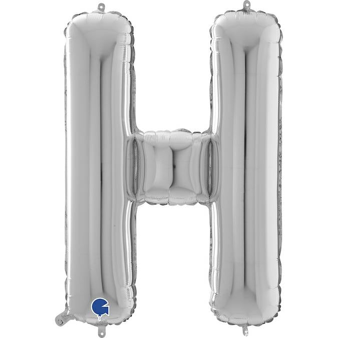 XL Buchstaben Ballon silber H (mit Helium) - Buchstaben Ballon silber