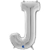 Ballon lettre XL argent J (avec hélium) 