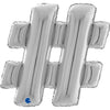 XL Buchstaben Ballon silber # (mit Helium)
