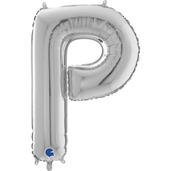 XL Buchstaben Ballon silber P (mit Helium) - Buchstaben Ballon silber