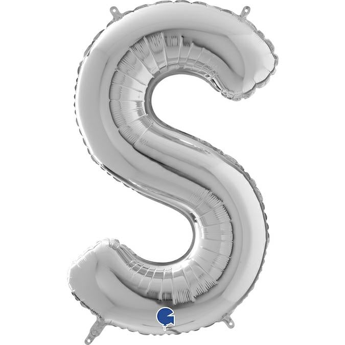 XL Buchstaben Ballon silber S (mit Helium) - Buchstaben Ballon silber