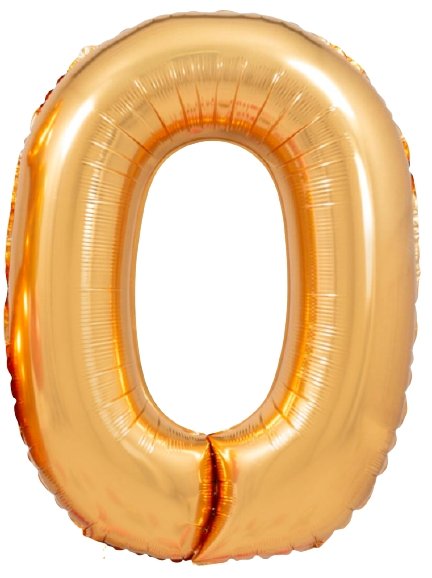 XL Gold Zahlen 0 Ballon (mit Helium gefüllt) - Zahlen Ballon gold Helium
